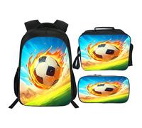 Quorin Mochila escolar de fútbol, mochila de 16 pulgadas con bolsa de almuerzo, ligera, para adolescentes, niños, niñas, escuela primaria y secundaria