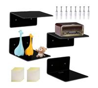 Quorvex Estantes De Pared De Acrílico,Multifunción 4 Piezas | Estantes Versátiles Y Robustos, 10 cm - para Almacenamiento Dormitorio Cocina Estantería Sala De Estar Álbum Baño Lugar De Trabajo