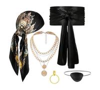 Quorvex Juego de Accesorios para Disfraz de Pirata - Conjunto Completo con Pendiente y Collar | Vestuario para Fotografía Eventos Fiestas Temáticas Escenario Teatral