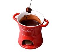 Quorvex Taza De Fondue De Chocolate - Fondue De Cerámica para Derretir Chocolate con Tenedor Multifuncional | Juego De Taza De Quesos De Cerámica para Postres Y Reuniones Familiares