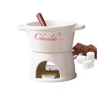 Quorvex Taza De Fondue De Chocolate - Fondue De Cerámica para Derretir Chocolate con Tenedor Multifuncional | Juego De Taza De Quesos De Cerámica para Postres Y Reuniones Familiares