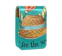 Quote Green Let's See the World - Estuche portátil para lápiz labial, mini caja de almacenamiento de lápiz labial, estuche organizador de lápiz labial con espejo para mujer, Varios colores, 9.5x2x7 cm/3.7x0.8x2.7 in