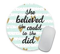 Quote Mousepad She Could Mouse Pad Watercolor Mouse Mat Custom Round Mousepad Heart Mousepad Inspirational Quote Mousepad Motivational