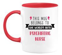 quotedazur Café-Croissant - Mug Esta Taza Pertenece A La Mejor Enfermera Psiquiátrica Del Mundo | Regalo Para Enfermeras, Cumpleaños, Trabajo, Aficiones, Humor Salud