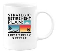 quotedazur Café-Croissant - Mug Strategic Retirement Plan: 1. Rest 2. Relax 3. Repeat | Taza Humorística para Jubilación, Regalo Creativo para Amigos, Cumpleaños, Nuevos Comienzos