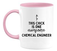 quotedazur Café-Croissant - Mug This Chick Is One Awesome Chemical Engineer - Regala A Tu Ingeniera Química - Obsequio Original Cumpleaños, Navidad, Felicitaciones