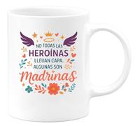 quotedazur Café-Croissant - Taza Divertida No todas las heroínas llevan capa, algunas son madrinas - Regalo Regalo madrina, bautizo Para Mujer