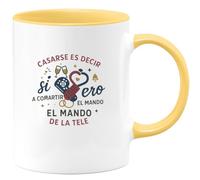 quotedazur - Taza Divertida Casarse es decir sí quiero a compartir el mando de la tele - Regalo Boda, regalo testigo, novios Para Mujer