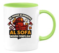 quotedazur - Taza Divertida Del parque de bomberos al sofá: misión cumplida - Regalo Bombero, regalo, divertida Para Hombre