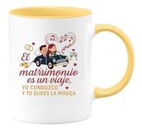 quotedazur - Taza Divertida El matrimonio es un viaje, yo conduzco y tú eliges la música - Regalo Boda, regalo testigo, novios Para Mujer