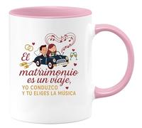quotedazur - Taza Divertida El matrimonio es un viaje, yo conduzco y tú eliges la música - Regalo Boda, regalo testigo, novios Para Mujer