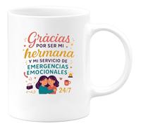 quotedazur - Taza Divertida Gracias por ser mi hermana y mi servicio de emergencias emocionales 24/7 - Regalo Regalo hermana, taza familia Para Mujer