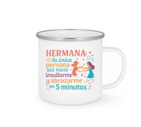 quotedazur - Taza Divertida Hermana: la única persona que puede insultarme y abrazarme en 5 minutos - Regalo Regalo hermana, taza familia Para Mujer