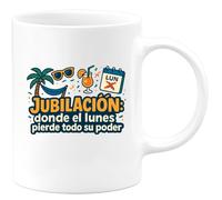 quotedazur - Taza Divertida Jubilación: donde el lunes pierde todo su poder - Regalo Jubilación, regalo jubilado, despedida Para Mujer