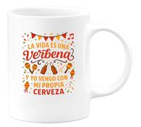 quotedazur - Taza Divertida La vida es una verbena y yo vengo con mi propia cerveza - Regalo Cerveza, taza, regalo Para Hombre