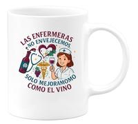 quotedazur - Taza Divertida Las enfermeras no envejecemos, solo mejoramos como el vino - Regalo Enfermera, hospital, regalo Para Mujer