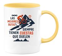 quotedazur - Taza Divertida Las mejores rutas siempre tienen cuestas que duelen - Regalo Ciclismo, bicicleta, regalo Para Mujer