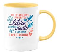 quotedazur - Taza Divertida Mi estado civil favorito: libre como el viento y sin dar explicaciones - Regalo Divorcio, divertida, regalo Para Mujer