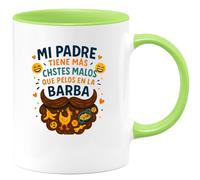 quotedazur - Taza Divertida Mi padre tiene más chistes malos que pelos en la barba - Regalo Día del Padre, regalo papá, taza padre Para Hombre