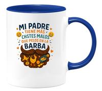 quotedazur - Taza Divertida Mi padre tiene más chistes malos que pelos en la barba - Regalo Día del Padre, regalo papá, taza padre Para Hombre