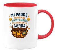 quotedazur - Taza Divertida Mi padre tiene más chistes malos que pelos en la barba - Regalo Día del Padre, regalo papá, taza padre Para Hombre
