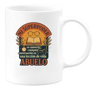 quotedazur - Taza Divertida Mi superpoder es convertir cualquier conversación en una lección de vida - Regalo Regalo abuelo, taza abuelo, divertida Para Hombre