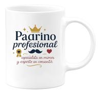 quotedazur - Taza Divertida Padrino profesional: especialista en mimos y experto en consentir - Regalo Regalo padrino, bautizo Para Hombre