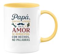 quotedazur - Taza Divertida Papá, contigo aprendí que el amor se demuestra con hechos, no con palabras - Regalo Día del Padre, regalo papá, taza padre Para Hombre