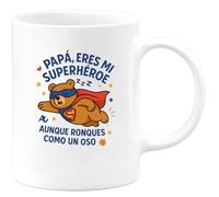 quotedazur - Taza Divertida Papá, eres mi superhéroe favorito aunque ronques como un oso - Regalo Día del Padre, regalo papá, taza padre Para Hombre