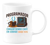 quotedazur - Taza Divertida Programador: convirtiendo café en código desde 1970 - Regalo Programador, informática, regalo Para Hombre