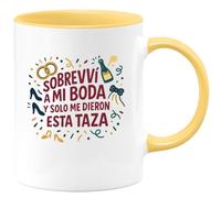 quotedazur - Taza Divertida Sobreviví a mi boda y solo me dieron esta taza - Regalo Boda, regalo testigo, novios Para Mujer