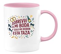 quotedazur - Taza Divertida Sobreviví a mi boda y solo me dieron esta taza - Regalo Boda, regalo testigo, novios Para Mujer