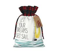 Quotes Let Your Dreams Set Sail - 1 bolsa con cordón, 8.3 x 11.8 pulgadas, para regalos, viajes y uso diario con etiquetas de regalo Kraft