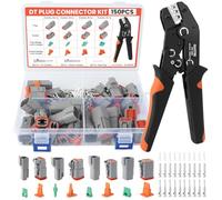 Quotre 151 Unidades de Conectores Alemanes para Coche, 2/3/4/6 Pines, Impermeables, con Crimpadora para 0,5-2.5mm²(AWG 20-16), Kit de Conector Alemán para coche, moto, camión, barco