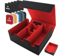 QUOTRE Caja Cartas Magic para 2200+ Cards, para Cartas Mtg Commander, Card Deck Box de Cuero MTG con 8 Divisores de Cartas Compatibles y 1 Bandeja para Dados,para TCG Magic,Tarjetas de Deportes