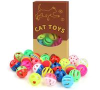 QUOZUO 24 bolas de juguete para gatos, coloridas bolas para gatos con sonido, bolas de campanilla para gatos, juguete interactivo para gatos