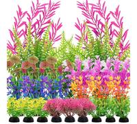 QUOZUO 25 Piezas Coloridas Acuario Planta Decoraciones, Plantas Artificial Acuario Deco, Terrario Planta Decoración para Acuario