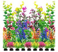 QUOZUO 25 piezas para acuario decoración colorida planta, plantas artificiales acuario deco, terrario planta decoración para acuario peces