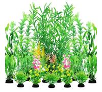 QUOZUO Verde Plantas Artificial Acuario Deco, 20 Piezas Terrario Planta Decoración para Acuariofilia Pescados, Acuario Decoración Planta