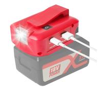QUPERR Adaptador de Batería USB para el Sistema de Batería Einhel_l_Power X-Change 18V con Puerto DC 12V & Puertos USB Duales & Luz de Trabajo LED & Clip de Cinturón (Batería No Incluida)