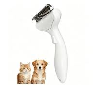 QuPPA Cepillo autolimpiador para gatos y perros, función de un solo clic, desenredante y eliminador de pelos muertos, herramienta de aseo y masaje, color blanco