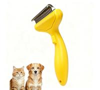 QUPPA Cepillo autolimpiador para gatos y perros, función de un solo clic, desenredante y eliminador de pelos muertos, herramienta de aseo y masaje, amarillo