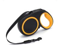Quppa - Correa retráctil para perro, 3-5 m, nailon altamente reflectante, mango de goma antideslizante, sin enredos 360°, compatible con perros de hasta 30 kg, M negro