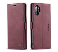 Ququcheng123 Funda Compatible con Samsung Galaxy Note 10 Plus,Funda Libro con Tapa de Cuero Carcasa Protectora con Soporte Plegable cartucheras-Rojo