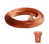 QuQuyi 16 pies 4 mm de cobre plano trenzado manga correa de tierra vaina de metal expandible pantalla señal cable blindado