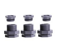 Ququyi Adaptador de conector de tanque de agua de PVC de 1 pulgada con tapones a través de tuberías a granel para barriles de lluvia, acuarios, estanques (juego de 3)