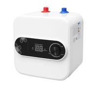 Qurib Caldera para debajo de la mesa, 8 litros, 1500 W, 30 - 65 °C, 4,5 kg | Pequeño depósito de agua caliente de 8 L, resistente a la presión, para baño, 27,9 × 26,5 × 28 cm, LED