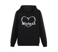 QURUMBAGH Bichota Concert Heart Tattoo Mens Hoodies Pullover Hoody Black Sweatershirt XL