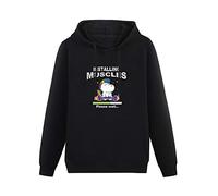 QURUMBAGH Installing Muscles Please Wait Mens Hoodies Pullover Hoody Black Sweatershirt M