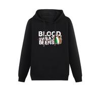 QURUMBAGH Ireland Rugby Supporter Blood, Sweat and Beers Mens Hoodies Pullover Hoody Black Sweatershirt 3XL